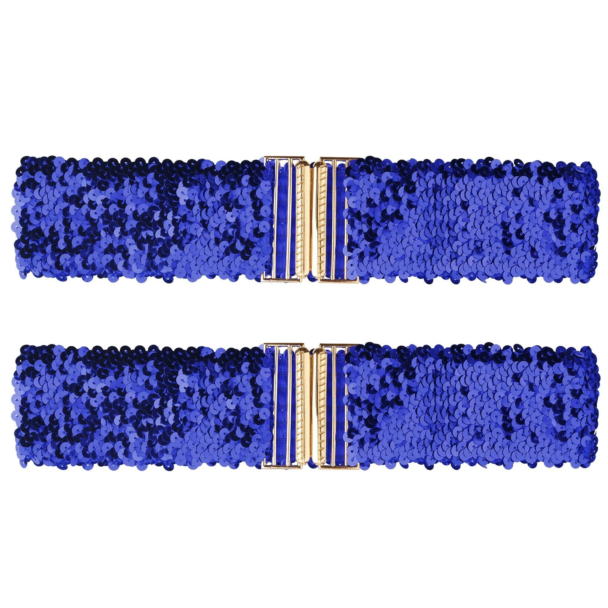 3248 Ladies Shinny Wide Waist Belts Interlock Buckles Sequins Decor